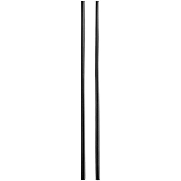A set of 10 black melamine Emperor's Select chopsticks with black lines.