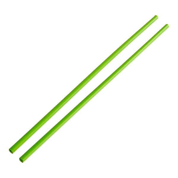 A pair of green melamine chopsticks.