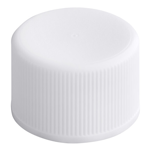 A white plastic continuous thread lid with a foam liner.