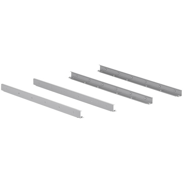 A white metal frame with metal beams.