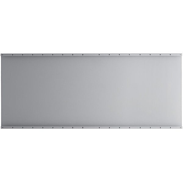 A rectangular white metal workbench top with rivets.