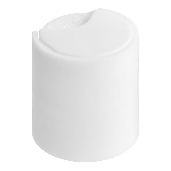 A white cylinder with a 28/410 white disc top lid on top.