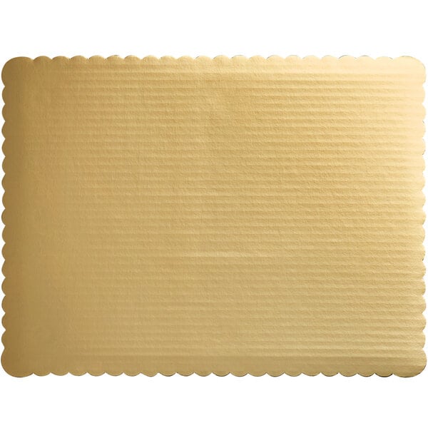 A gold rectangular laminated cardboard sheet.