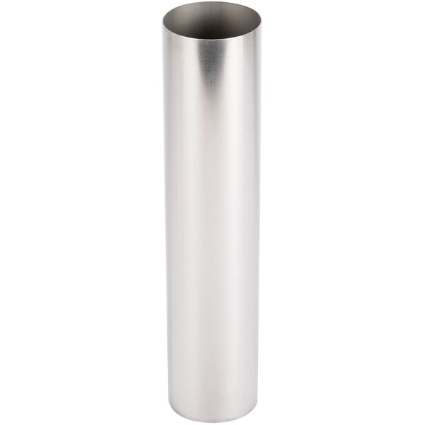 A stainless steel tube on a white background.