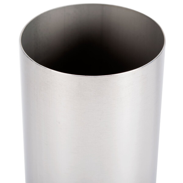 A stainless steel cylinder with a silver lid.