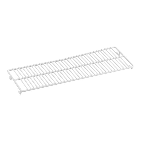 A white metal shelf for Avantco CFM2 countertop display freezers.