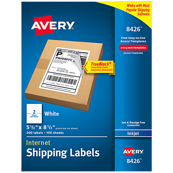 White 100/Pack 2 x 4 Shipping Labels with TrueBlock Technology Inkjet
