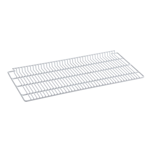 A white coated wire shelf for Avantco CSM-4-HC series merchandiser refrigerators and freezers.