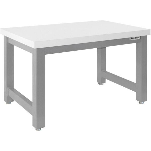 A BenchPro Harding Series workbench with a Formica laminate top and gray legs.