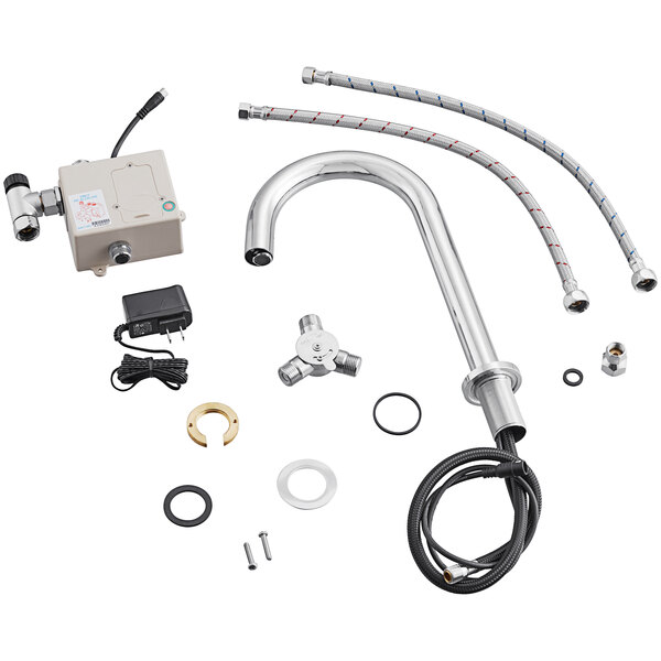 A Waterloo chrome hands-free sensor faucet with a gooseneck spout.