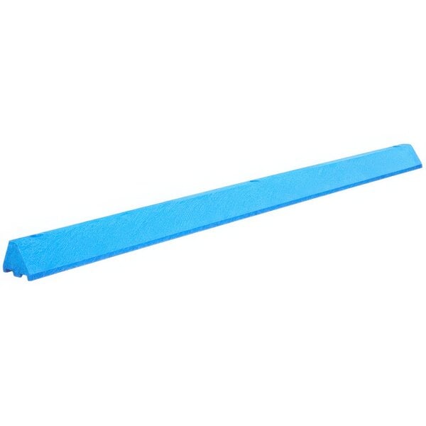 A blue rectangular plastic parking block.