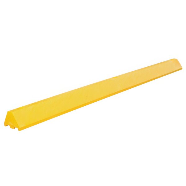A long yellow rectangular Plastics-R-Unique parking block.