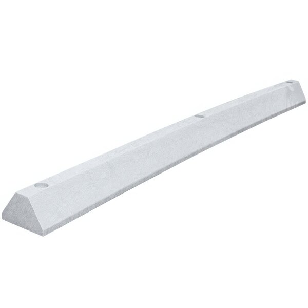 A long white rectangular Plastics-R-Unique gray parking block.