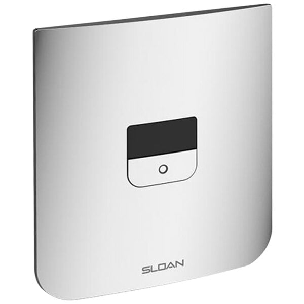 A white rectangular Sloan concealed sensor with a black square button.