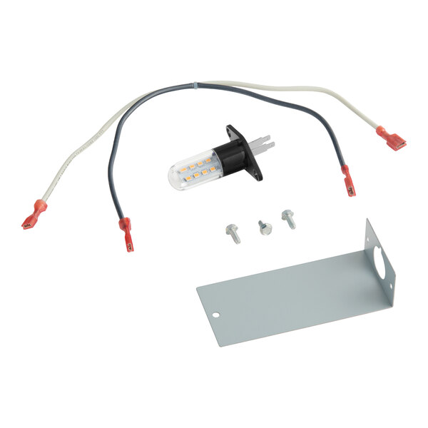 A replacement receptacle kit for Solwave Ameri-Series heavy-duty space saver commercial microwaves, including wiring, a light bulb, screws, and a mounting bracket.
