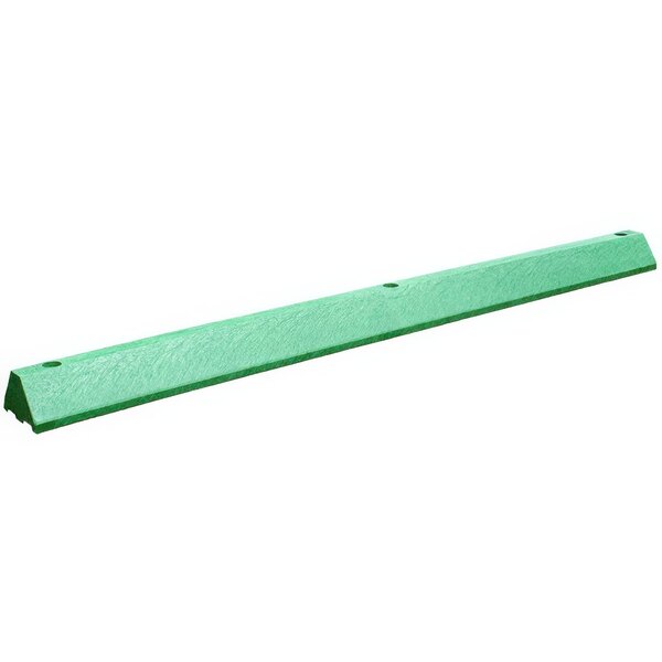 A green rectangular Plastics-R-Unique Ultra parking block with holes.