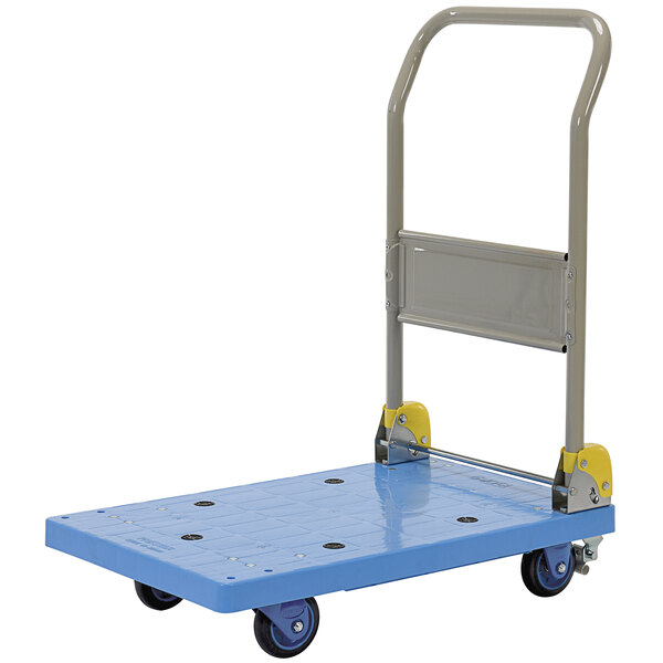 a blue and yellow cart