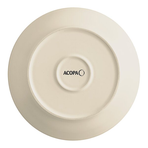 A cream white stoneware pasta bowl with black text that reads "nocca" in a matte finish.