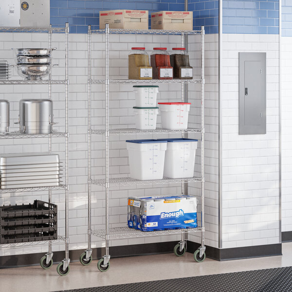 Steelton 14" x 36" NSF Chrome 5-Shelf Kit with 72" Posts and Casters