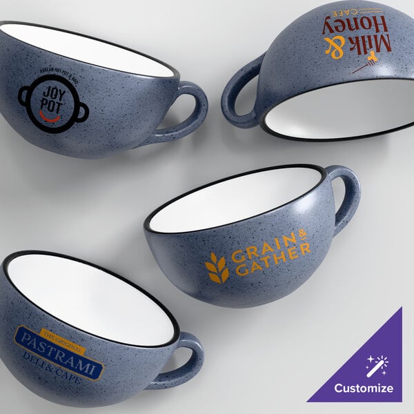 Acopa Embers 10 oz. Midnight Blue Matte Stoneware Cup - 24/Case