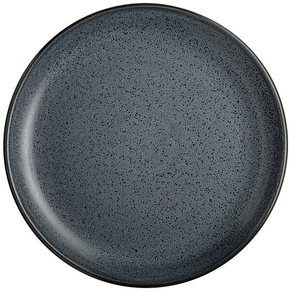 A close up of a midnight blue Acopa coupe plate with speckles.