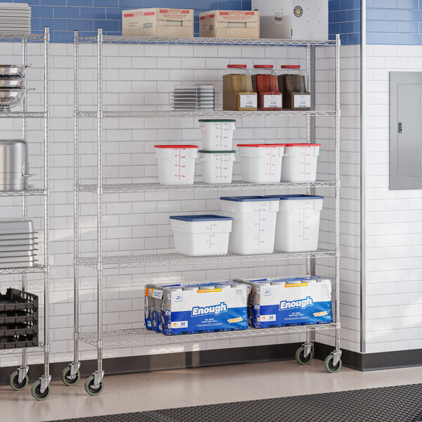 Steelton 14" x 60" NSF Chrome 5-Shelf Kit with 72" Posts and Casters