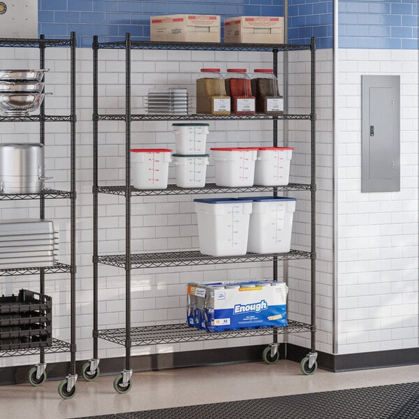 Steelton 18" x 48" NSF Black Epoxy 5-Shelf Kit with 72" Posts and Casters