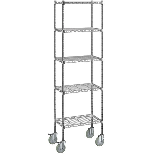 A Steelton chrome wire shelving unit with four shelves.