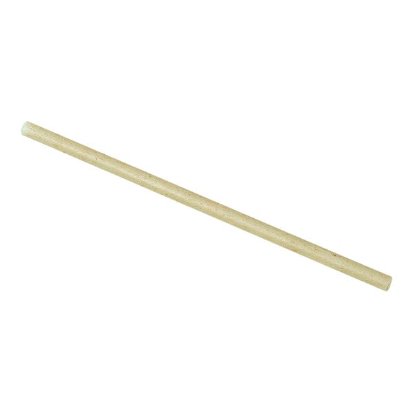 A close-up of a Greenprint Natural Agave Jumbo Wrapped Straw with a wooden stick handle.