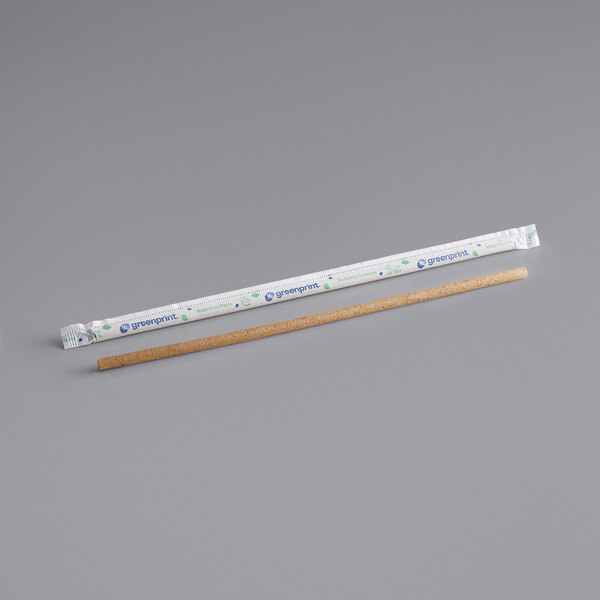 A Greenprint natural agave super jumbo wrapped straw.