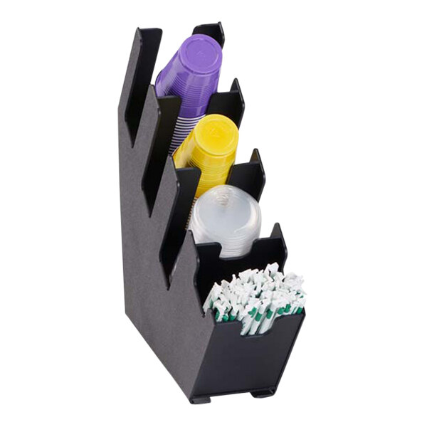 Dispense-Rite Four Section Countertop Portion Cup And Lid Organizer