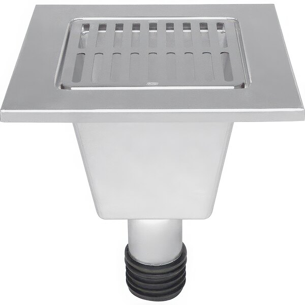 A Zurn stainless steel floor sink liner with a removable strainer.