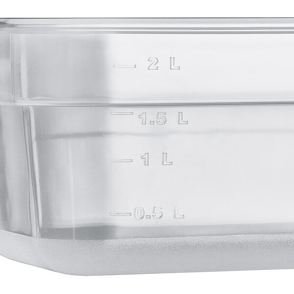 a clear plastic container with measuring cups