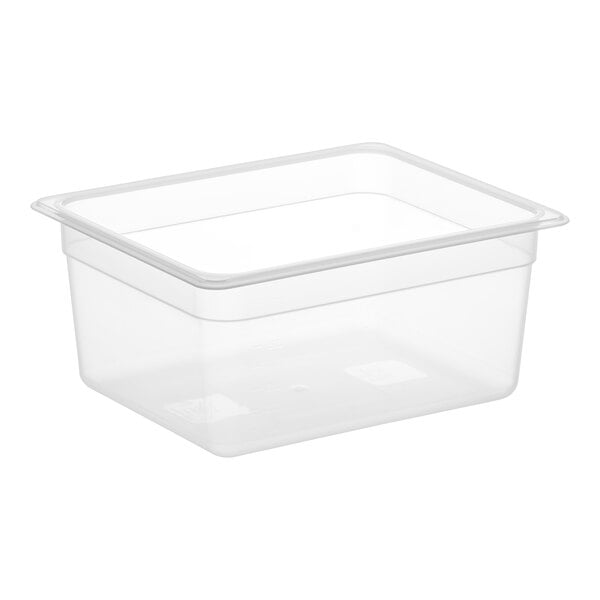 A clear plastic container with a clear lid.