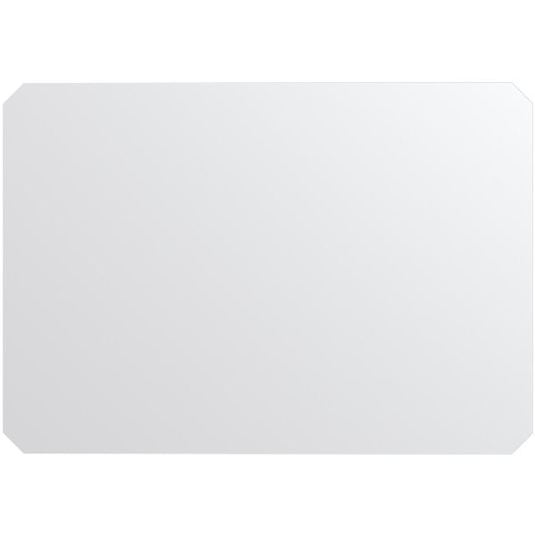 A clear PVC shelf liner with a black border on a white surface.