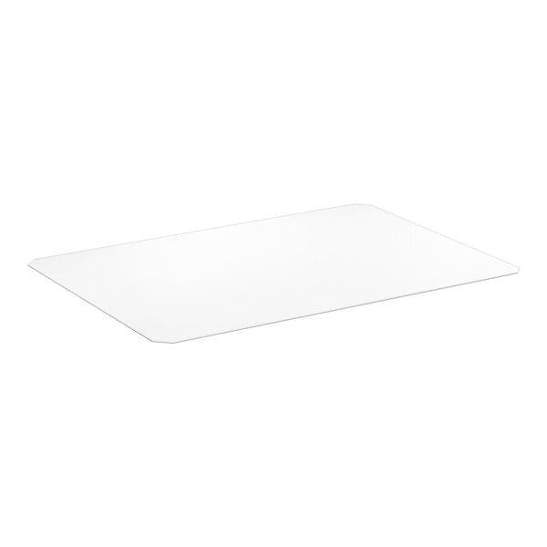 A clear rectangular PVC shelf liner with slightly rounded corners.