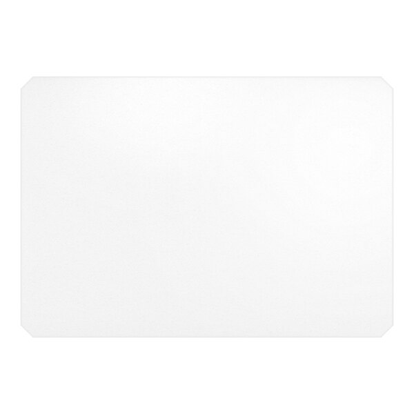 A clear PVC shelf liner with slightly rounded corners, measuring 21 by 30 inches.