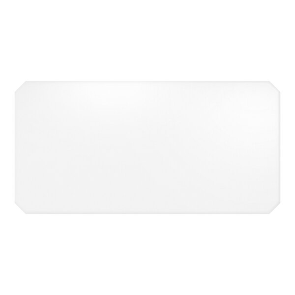 A clear PVC shelf liner measuring 12 inches by 24 inches with clipped corners.