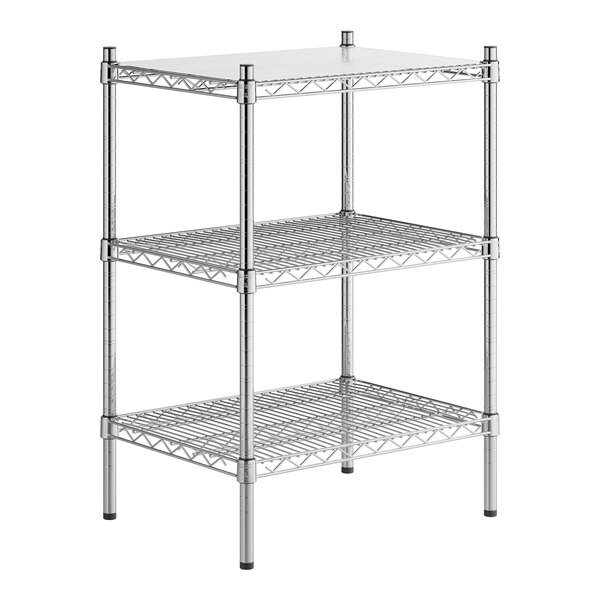 A Regency chrome wire shelving kit with three shelves.
