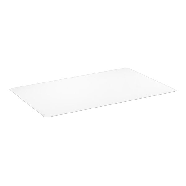 A clear 36 inch by 36 inch PVC shelf liner.