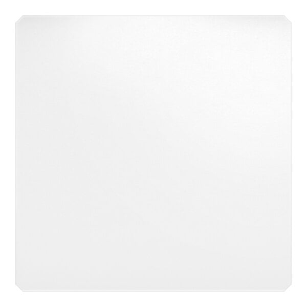 A clear 36 inch by 36 inch PVC shelf liner with slightly rounded corners.