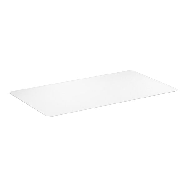 A clear rectangular PVC shelf liner with slightly rounded corners.
