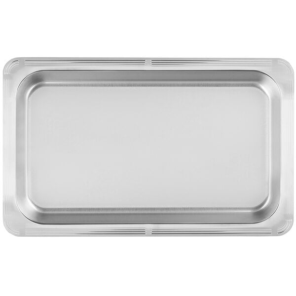 A silver rectangular Tablecraft pan on a counter.