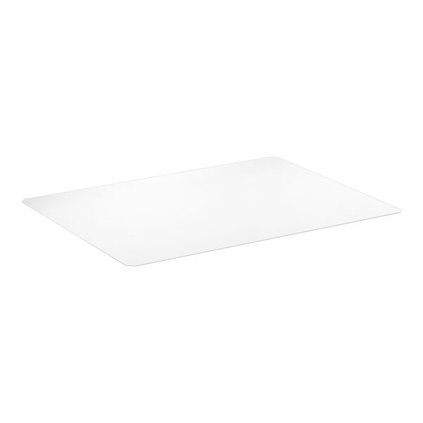 A clear rectangular PVC shelf liner measuring 36 by 48 inches.