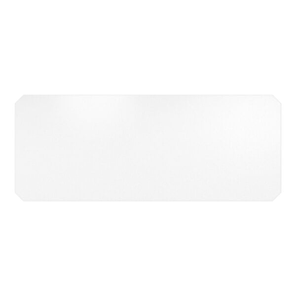 A clear rectangular PVC shelf liner with slightly clipped corners.