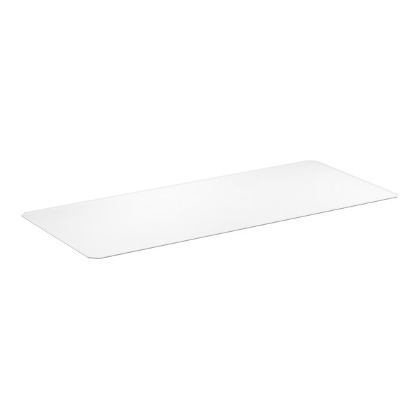 A clear rectangular PVC shelf liner measuring 21 inches by 48 inches.