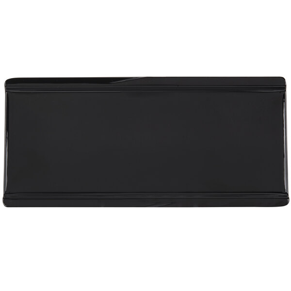 A black rectangular GET Elegance melamine platter.