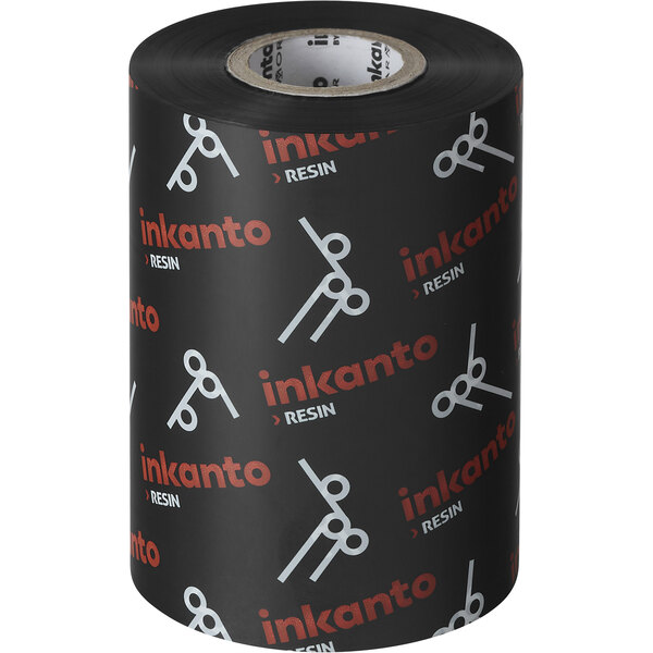 A black container of Armor Inkanto resin thermal transfer ribbon with white and red text.