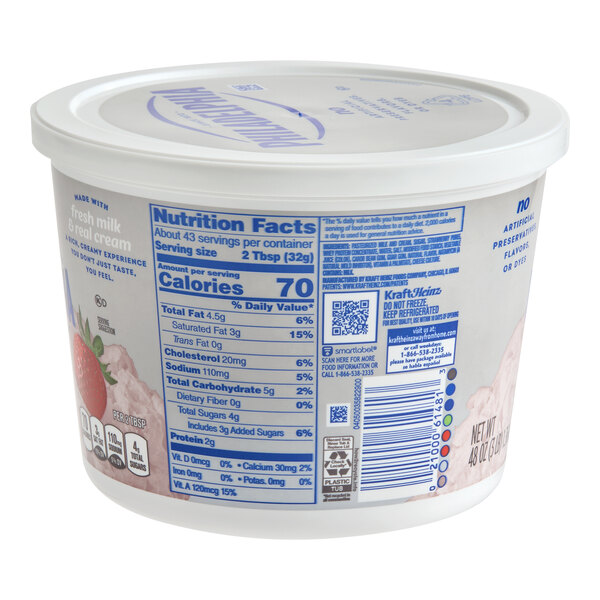 A 48 oz tub of Philadelphia Strawberry Cream Cheese Spread.