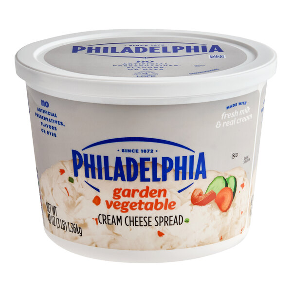 Philadelphia Garden Vegetable Cream Cheese Spread Tub 3 lb. - 6/Case
